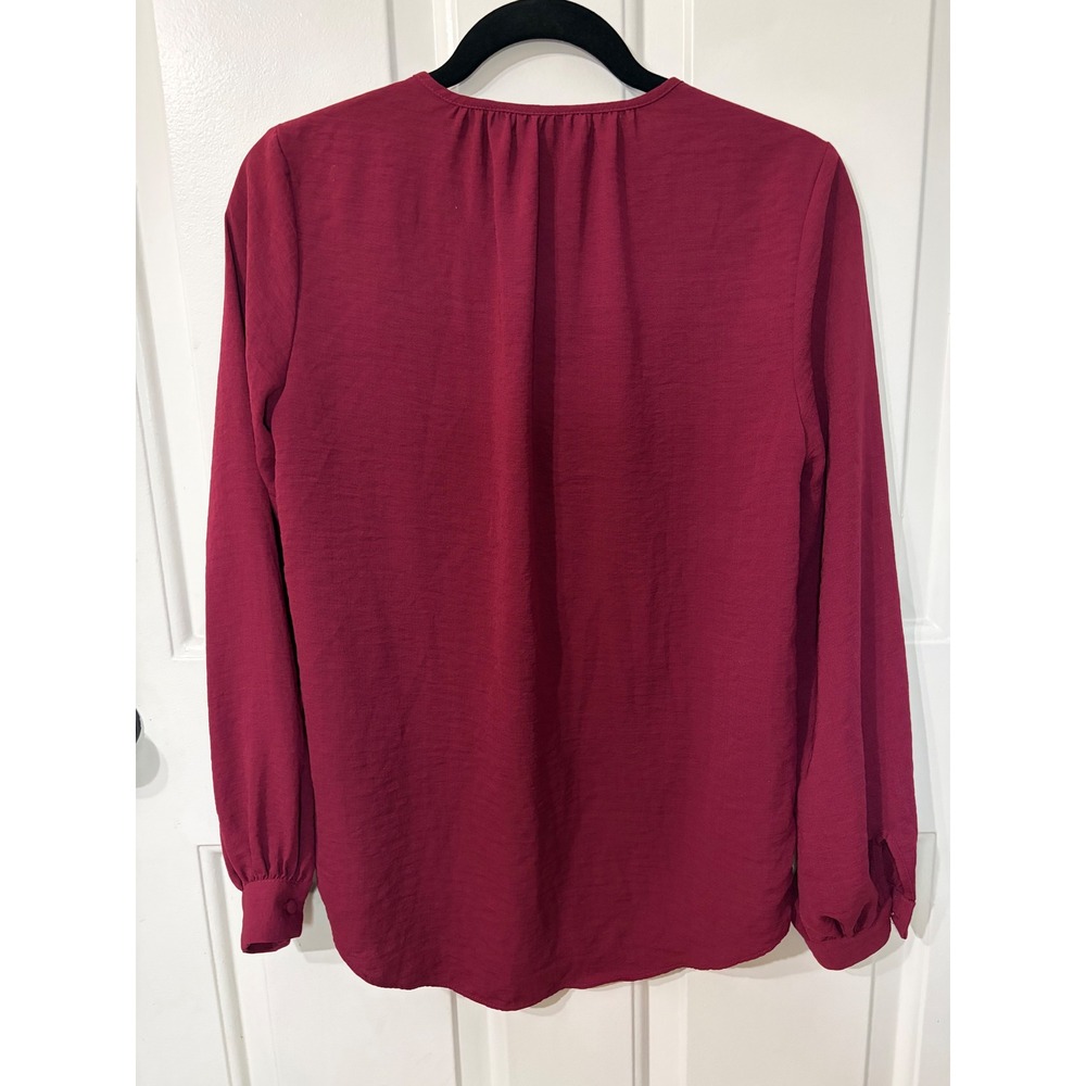 Nine West || Blouse || S || Burgundy Button Front || - Picture 2 of 4
